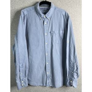 Margaritaville Mens XL Blue Button Down Shirt 100% Cotton Long Sleeve Casual